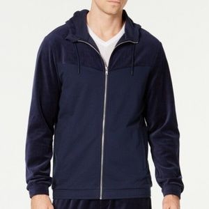 ID Ideology Navy Zip Velour Hoodie Small NWT